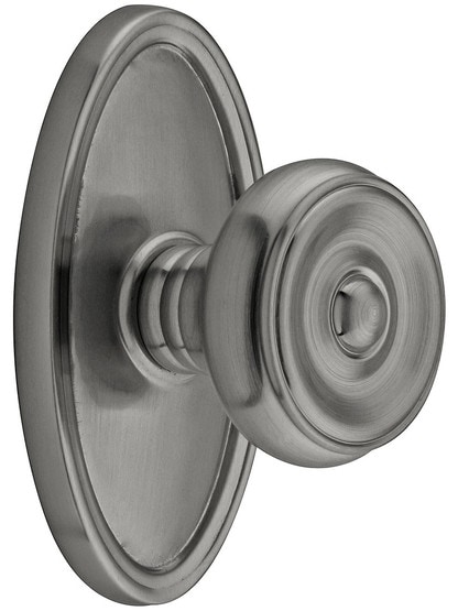 Oval Rosette Set With Waverly Knobs in Antique Pewter.